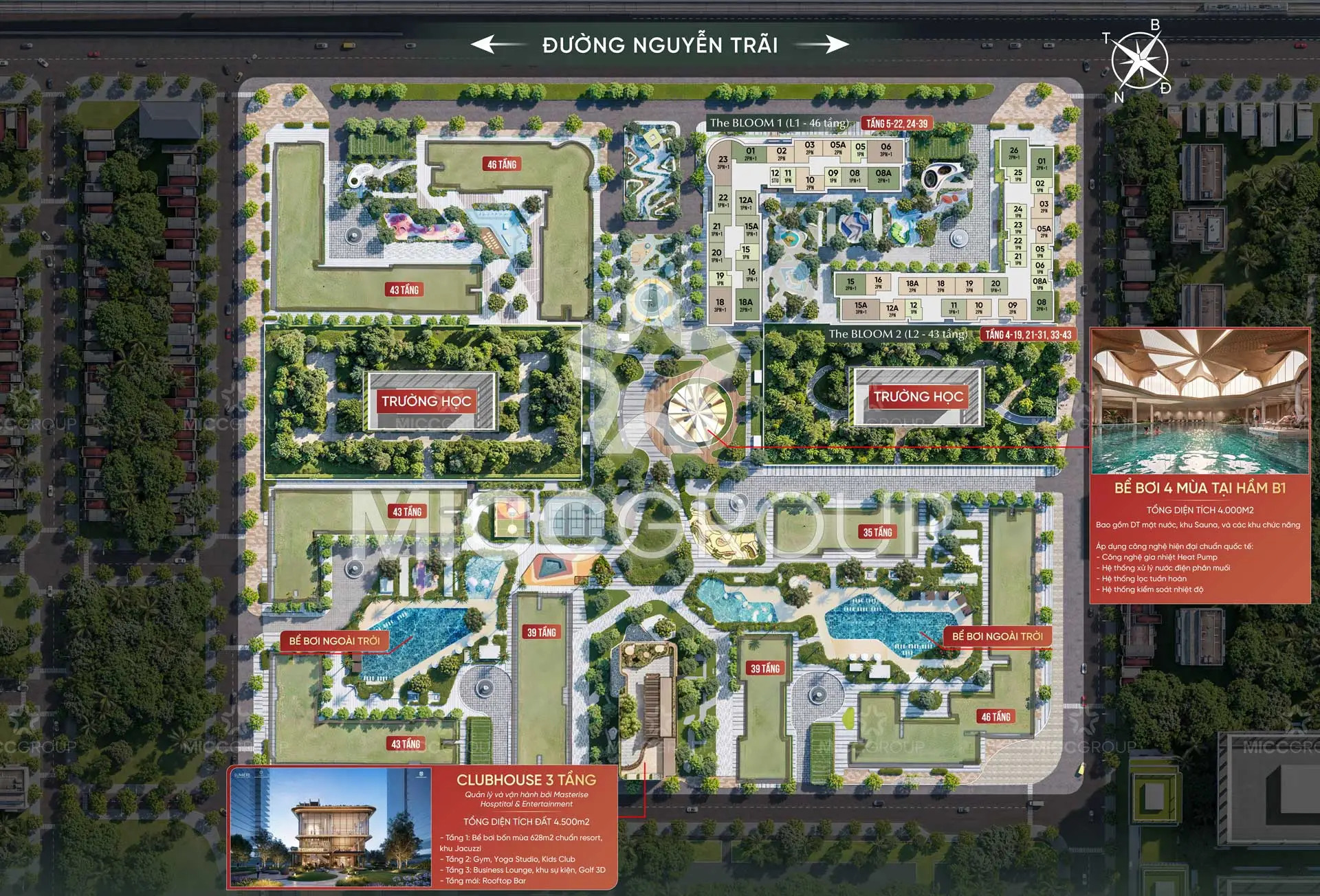 Mặt bằng tổng thể các tòa căn hộ tại dự án Hanoi Seasons Garden (Masterise Cao Xà Lá).